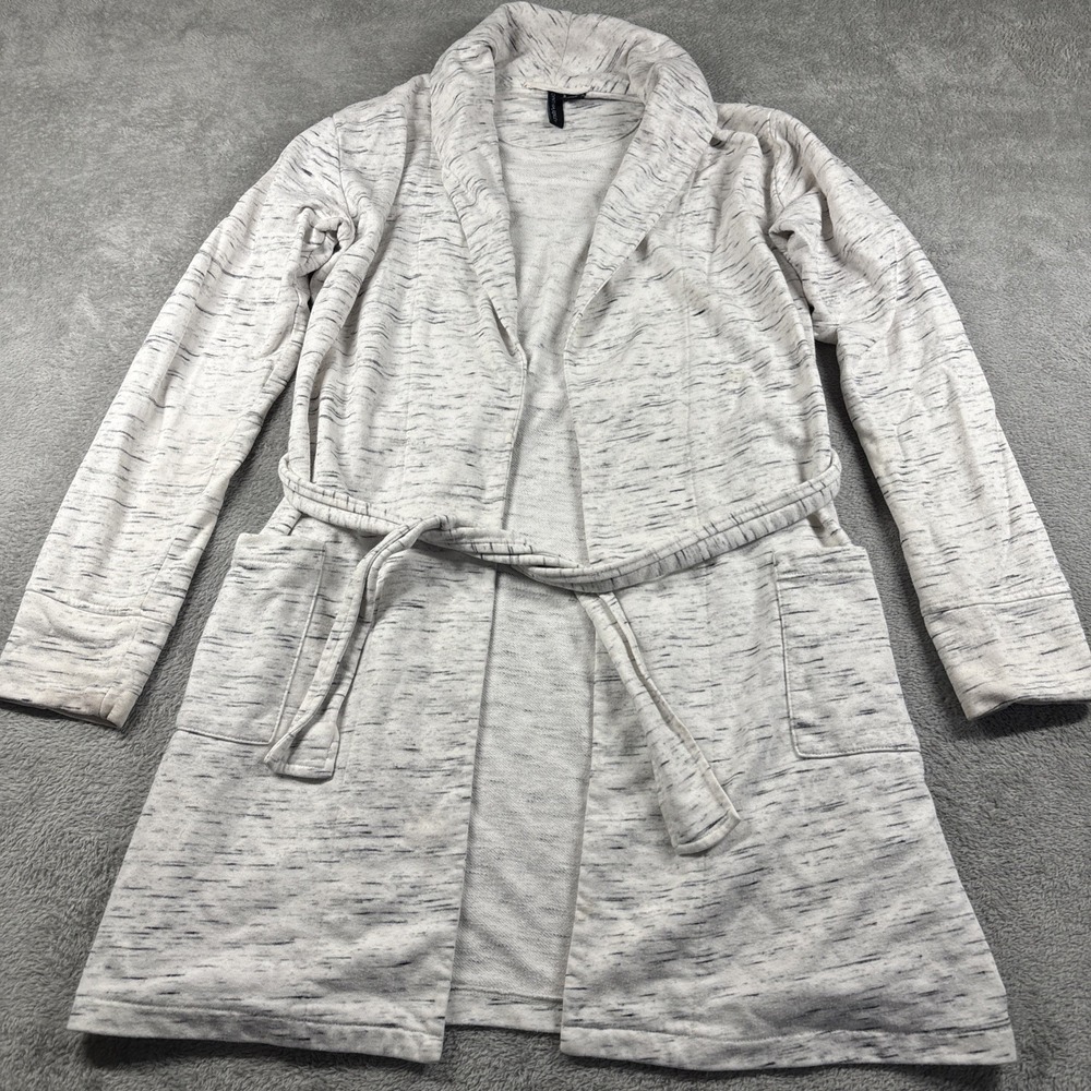Cynthia Rowley Women's Shawl Collar Marled Belted Wrap Cardigan Gray Size Small